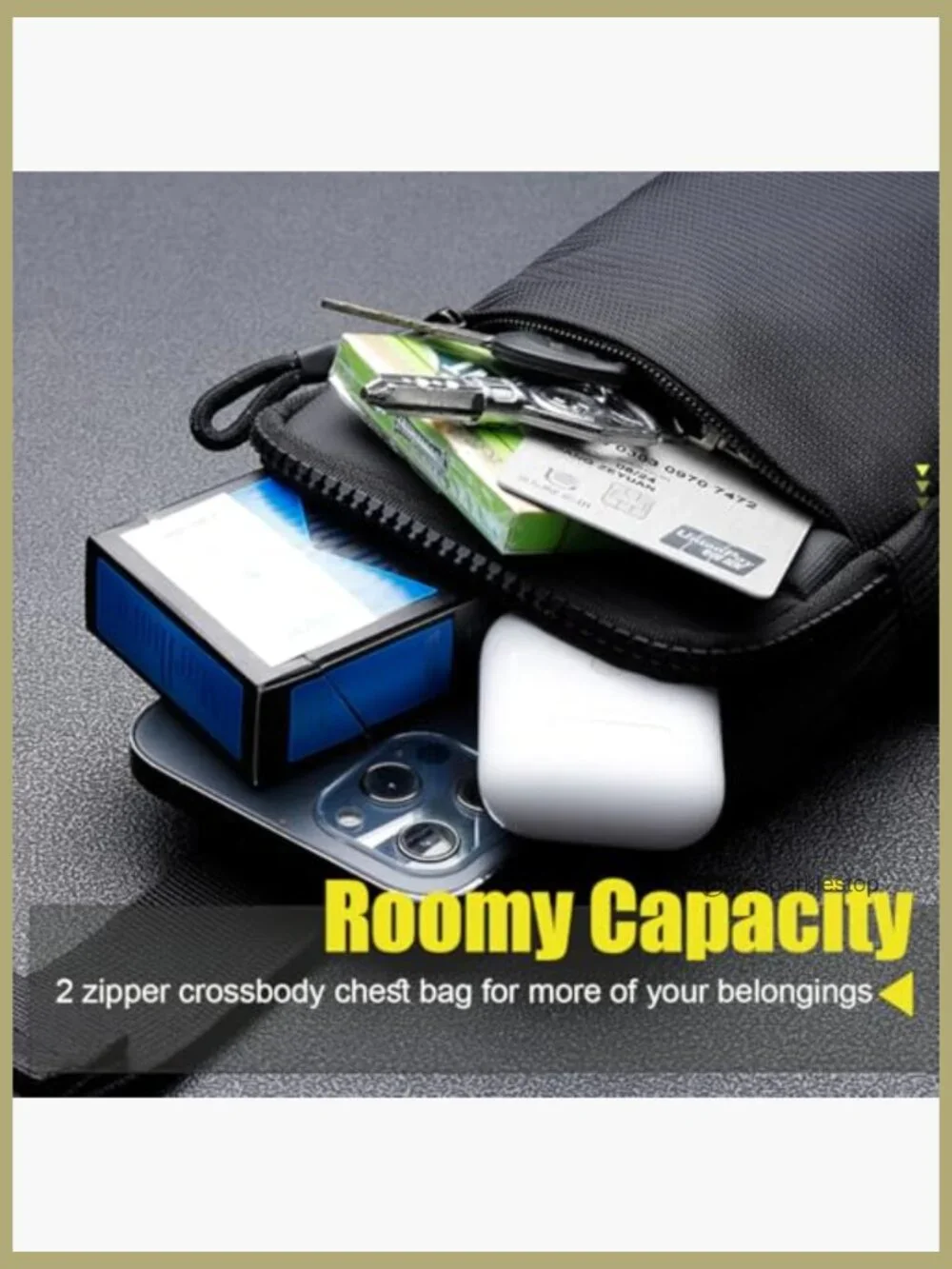 Mini Sling Bag - Adjustable Nylon Crossbody Phone Chest Bag for Travel Hiking